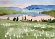 Aquarelle Reflets dans le lac